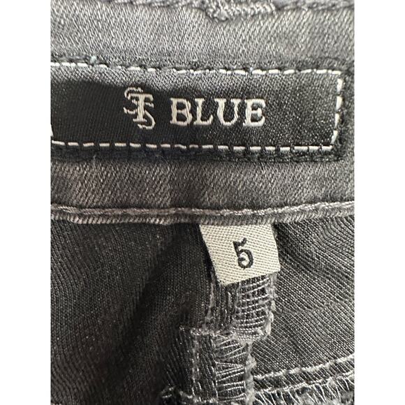 STS Blue Skinny Detailed Black Jeans Size 5 Faded Knee Design Goth Emu Rocker - Picture 5 of 9